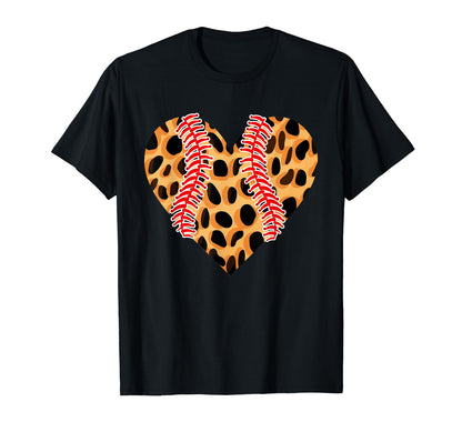 Baseball Valentines Day Leopard Heart T-Shirt - Streetwear Style Unisex - T-Shirt, Sweatshirt, Hoodie