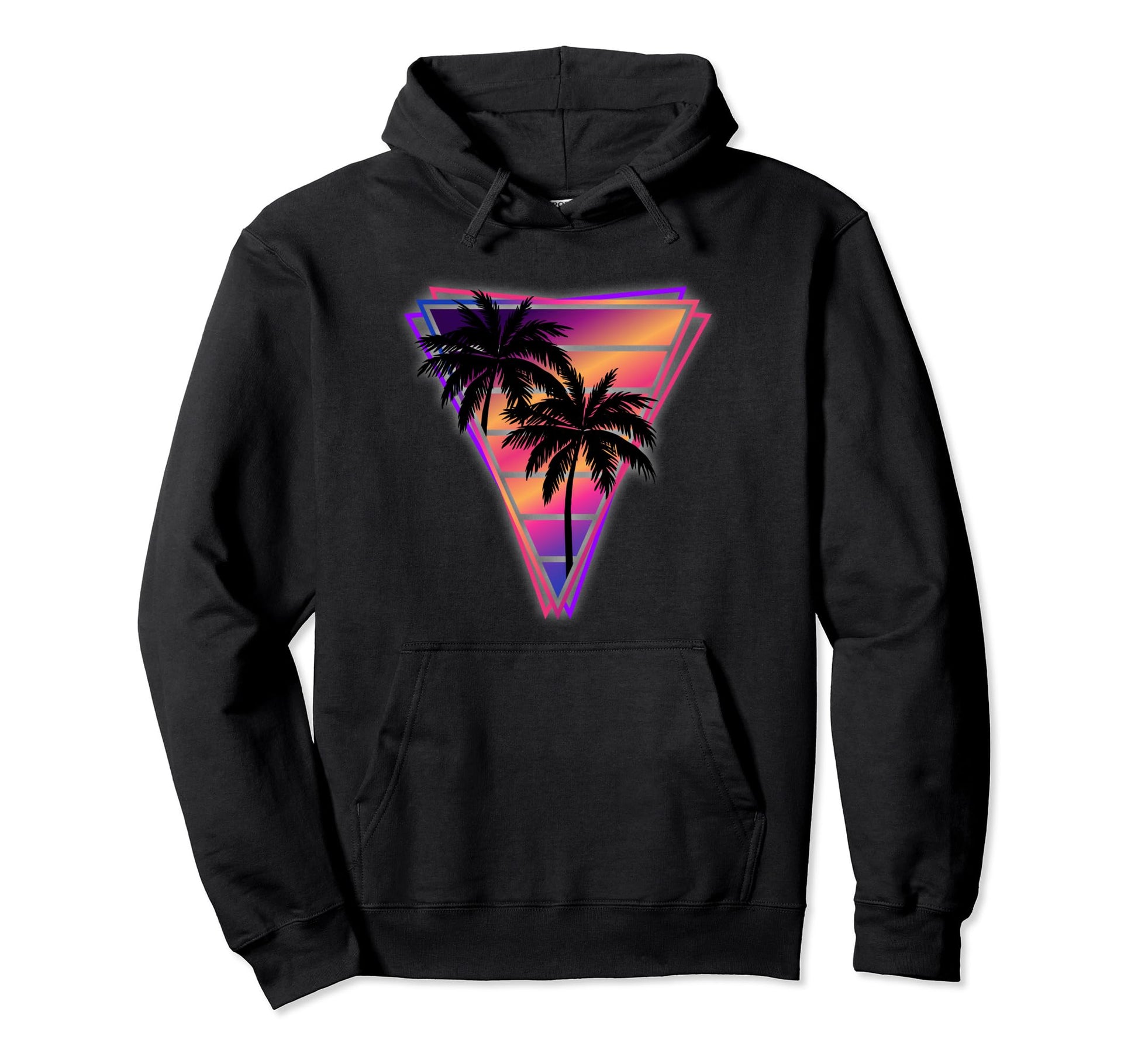 Synthwave Vaporwave Triangle Palm Hoodie - Casual Everyday Wear for Adults - T-Shirt, Sweatshirt, Hoodie