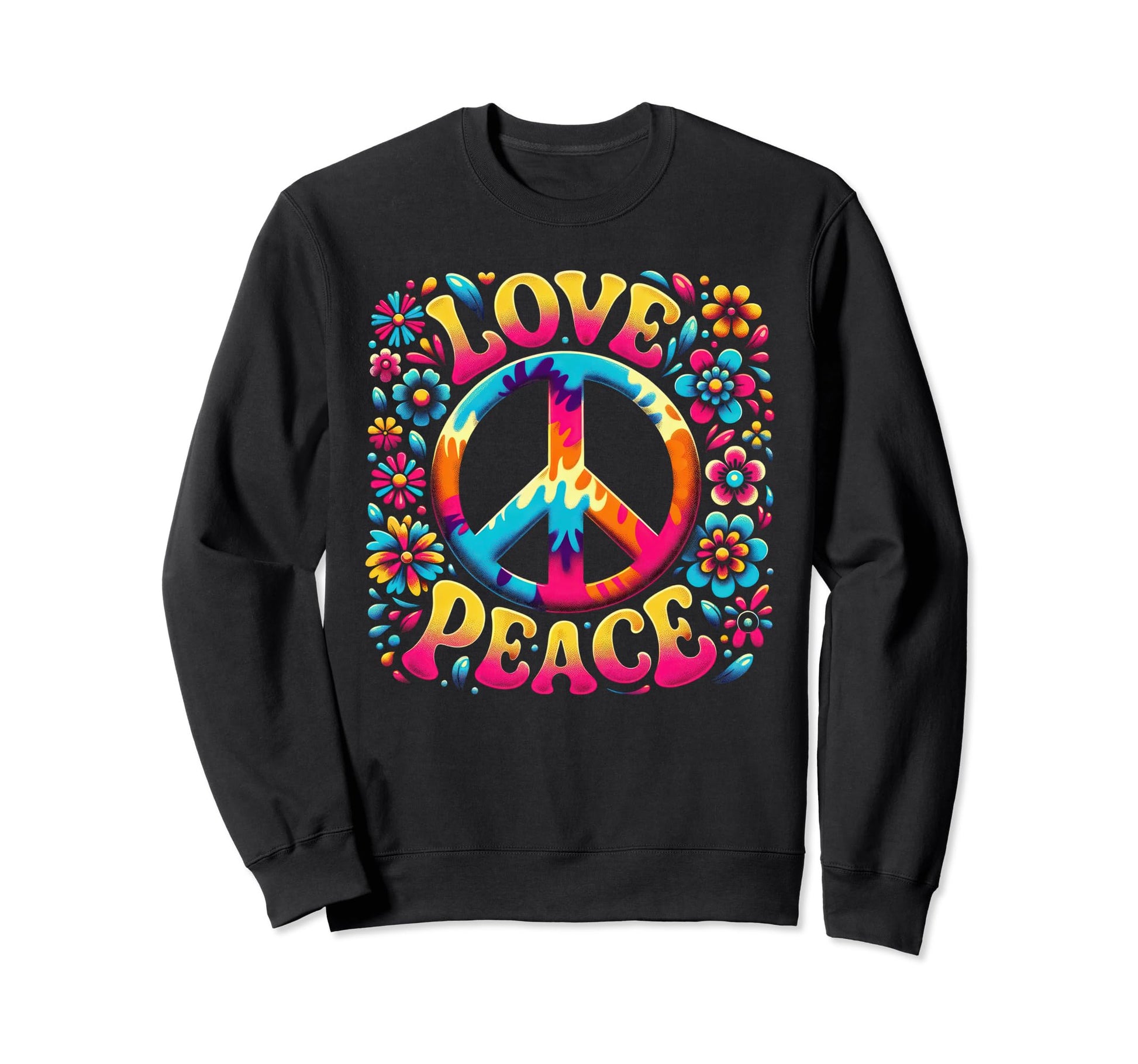 Tie Dye Love Peace Sign Expression Sweatshirt - Unique Graphic Men Women - T-Shirt, Sweatshirt, Hoodie