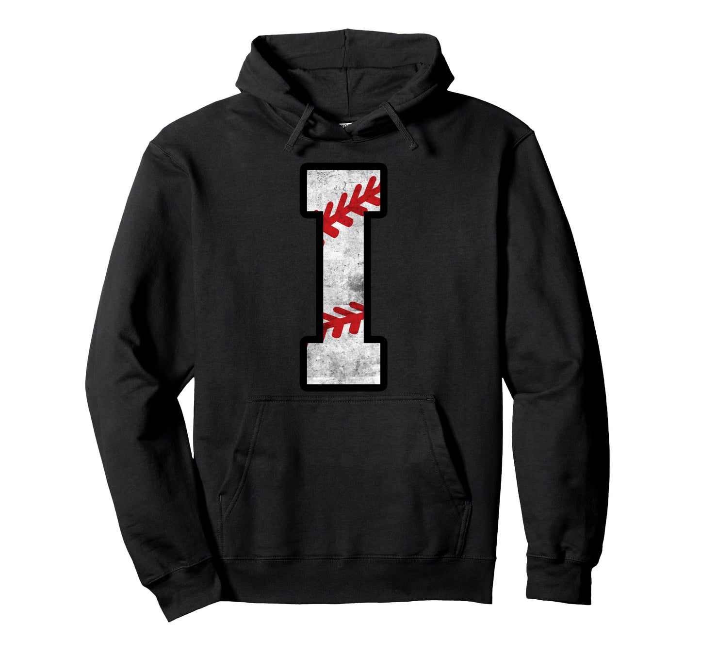 Distressed Baseball Letter I Hoodie - Aesthetic Graphic for Adults - T-Shirt, Sweatshirt, Hoodie