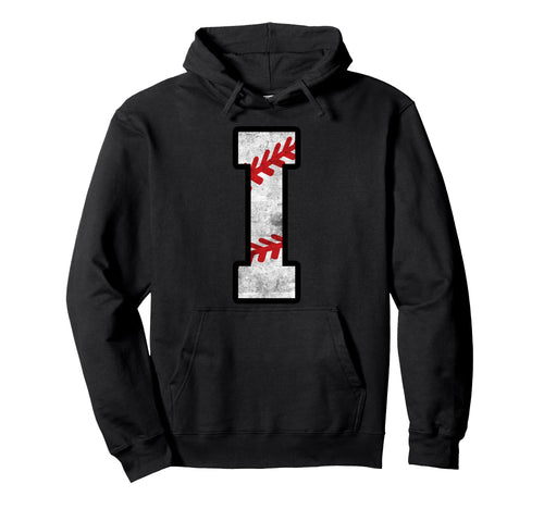 Distressed Baseball Letter I Hoodie - Aesthetic Graphic for Adults - T-Shirt, Sweatshirt, Hoodie