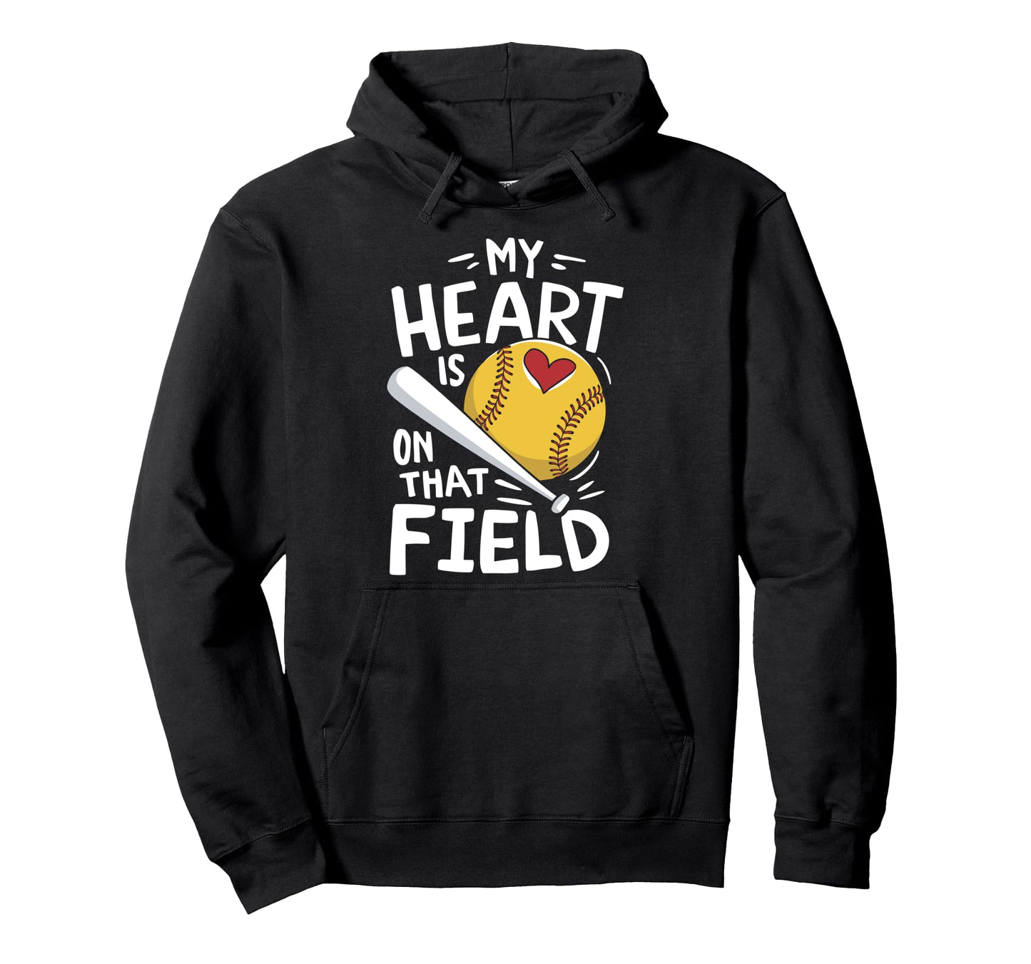 My Heart Is That Field Softball Hoodie - Casual Everyday Wear for Adults - T-Shirt, Sweatshirt, Hoodie