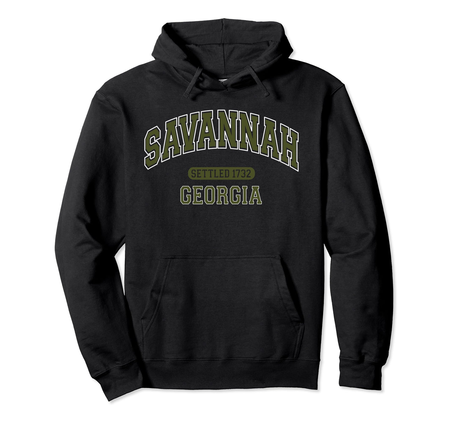 Savannah Georgia Sports Varsity Olive Hoodie - Fun Novelty Design Unisex - T-Shirt, Sweatshirt, Hoodie
