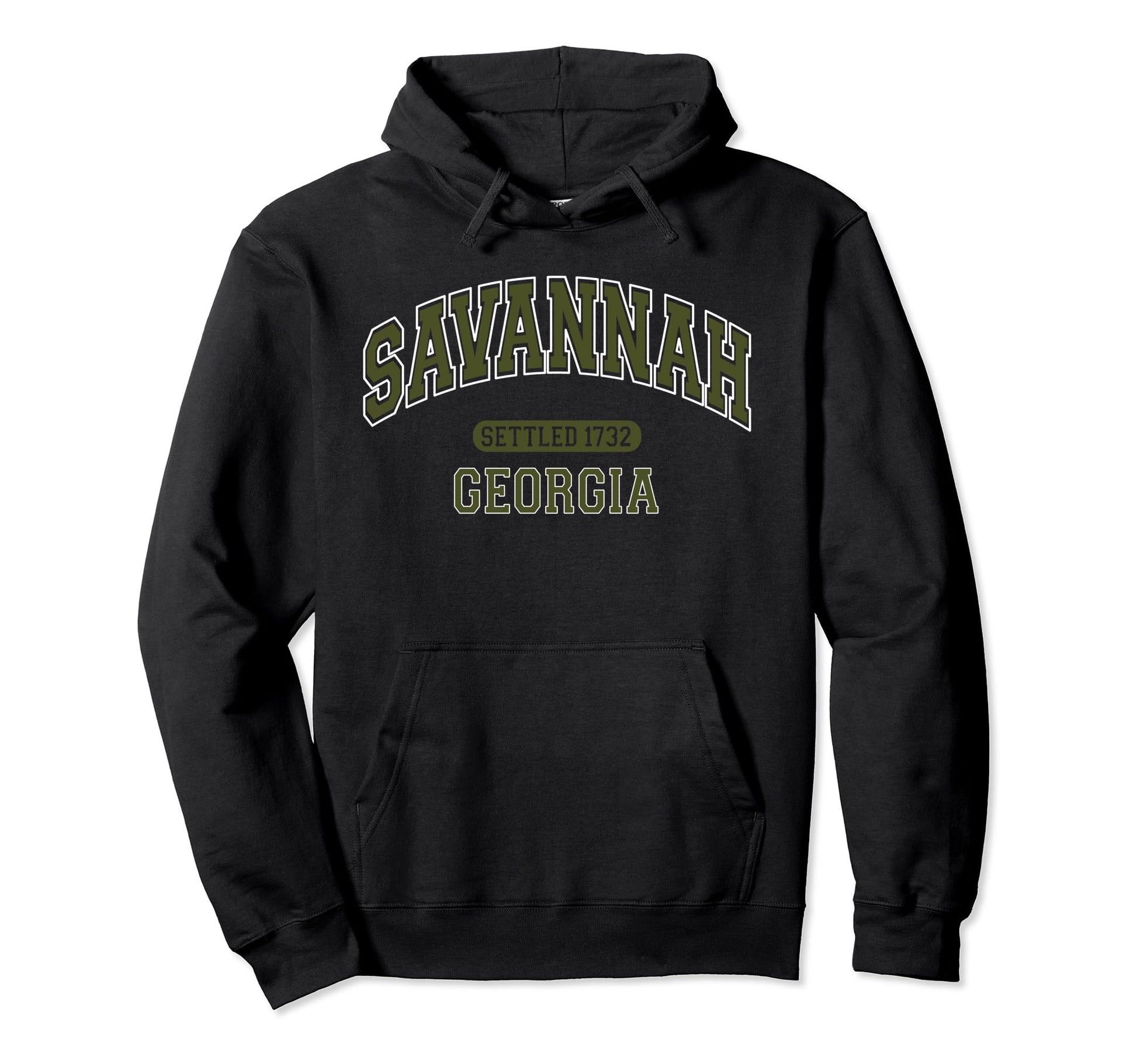 Savannah Georgia Sports Varsity Olive Hoodie - Fun Novelty Design Unisex - T-Shirt, Sweatshirt, Hoodie