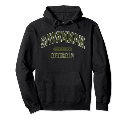Savannah Georgia Sports Varsity Olive Hoodie - Fun Novelty Design Unisex - T-Shirt, Sweatshirt, Hoodie
