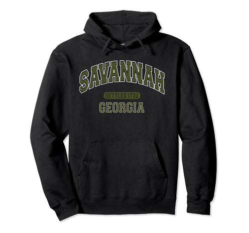 Savannah Georgia Sports Varsity Olive Hoodie - Fun Novelty Design Unisex - T-Shirt, Sweatshirt, Hoodie