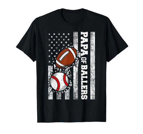 Papa Ballers Funny Usa Flag Football T-Shirt - Unique Graphic Unisex - T-Shirt, Sweatshirt, Hoodie