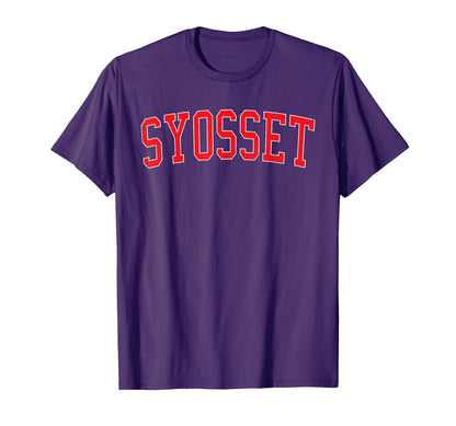Syosset Ny Distressed Red Varsity T-Shirt - Custom Art Print Men Women - T-Shirt, Sweatshirt, Hoodie
