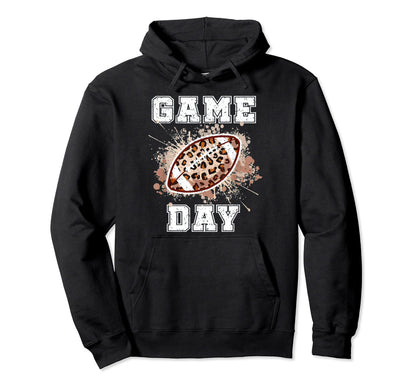 Game Day Leopard Football Cheetah Funny Hoodie - Graphic Print Men Women - T-Shirt, Sweatshirt, Hoodie