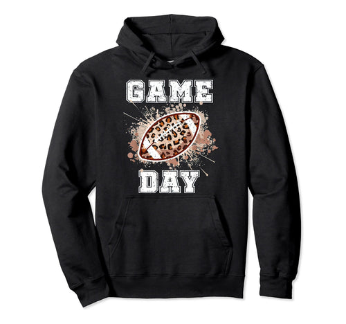 Game Day Leopard Football Cheetah Funny Hoodie - Graphic Print Men Women - T-Shirt, Sweatshirt, Hoodie