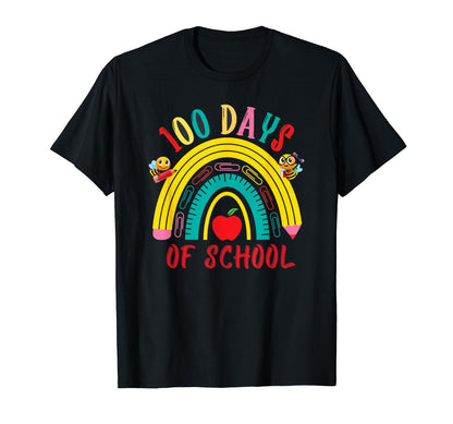 Happy 100 Days School Teacher Rainbow T-Shirt - Novelty Apparel for Adults - T-Shirt, Sweatshirt, Hoodie