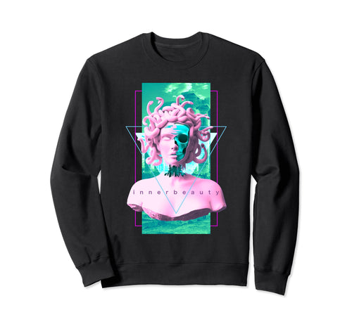 Vaporwave Medusa Statue Skull Sweatshirt - Graphic Print Men Women - T-Shirt, Sweatshirt, Hoodie