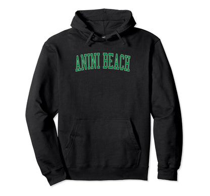 Anini Beach Distressed Green Varsity Hoodie - Trendy Graphic for Adults - T-Shirt, Sweatshirt, Hoodie