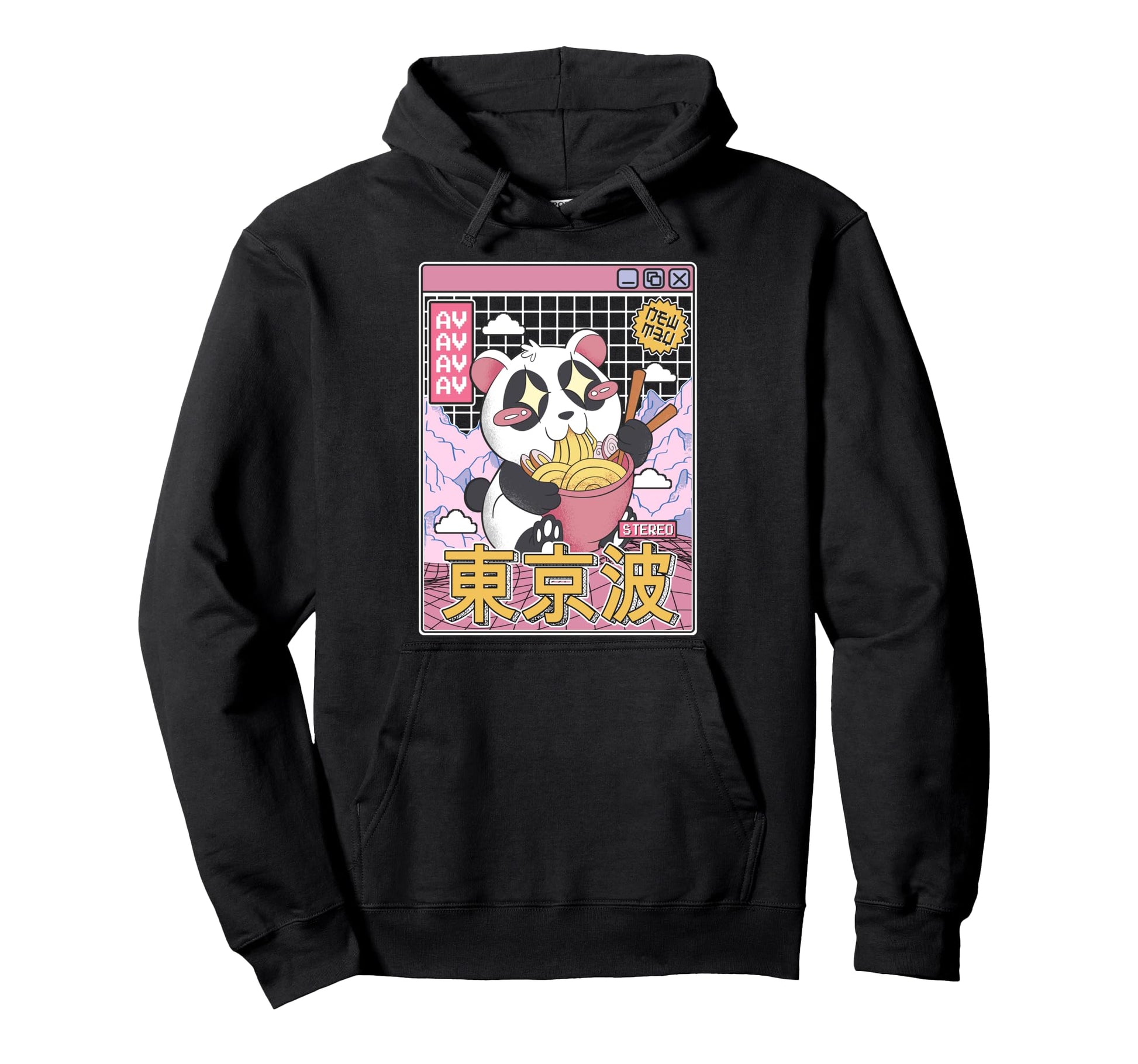 Panda Bear Ramen Japanese Kawaii Hoodie - Aesthetic Graphic Unisex - T-Shirt, Sweatshirt, Hoodie