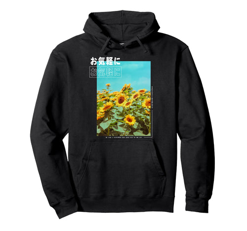 Japanese Sunflower Streetwear Tokyo Hoodie - Aesthetic Graphic for Adults - T-Shirt, Sweatshirt, Hoodie