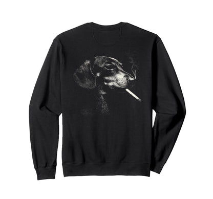 Dachshund Smoking Cigarette Sweatshirt - Streetwear Style for Adults - T-Shirt, Sweatshirt, Hoodie