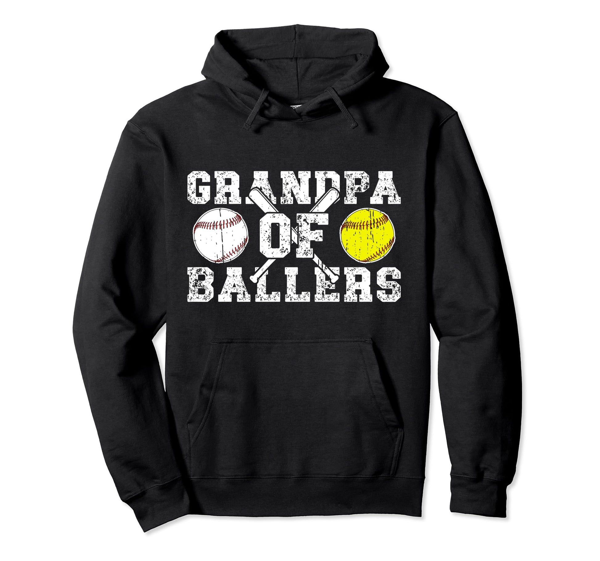 Grandpa Ballers Softball Baseball Hoodie - Fun Novelty Design Men Women - T-Shirt, Sweatshirt, Hoodie