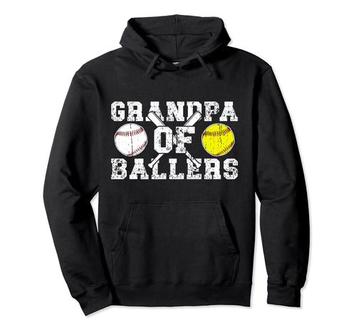 Grandpa Ballers Softball Baseball Hoodie - Fun Novelty Design Men Women - T-Shirt, Sweatshirt, Hoodie