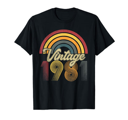 1981 44Th Birthday Gift Rainbow T-Shirt - Graphic Print Men Women - T-Shirt, Sweatshirt, Hoodie