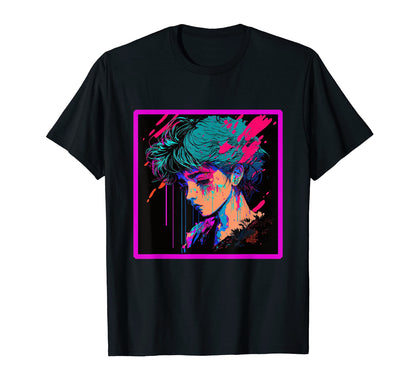 Vaperwave Aesthetic Glitch Anime T-Shirt - Graphic Print for Adults - T-Shirt, Sweatshirt, Hoodie