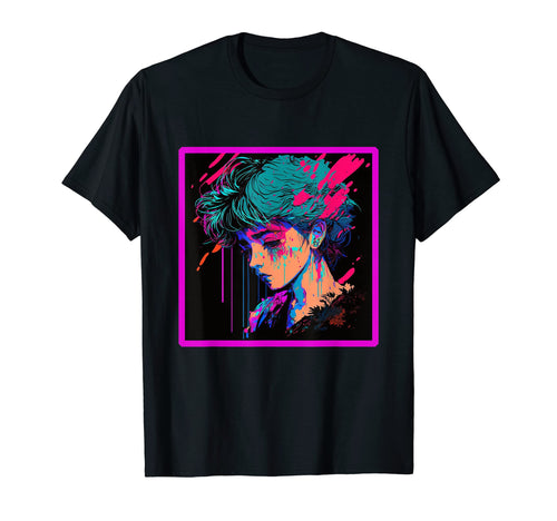 Vaperwave Aesthetic Glitch Anime T-Shirt - Graphic Print for Adults - T-Shirt, Sweatshirt, Hoodie