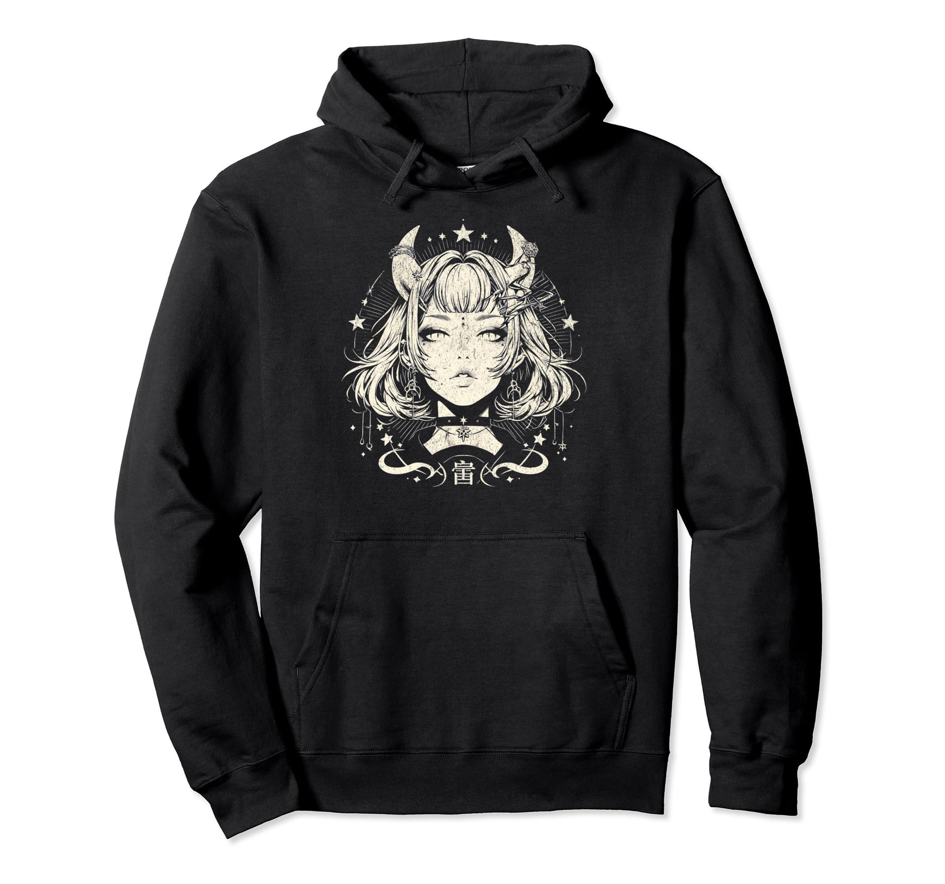 Goth Grunge Demon Anime Waifu Horror Hoodie - Aesthetic Graphic Men Women - T-Shirt, Sweatshirt, Hoodie