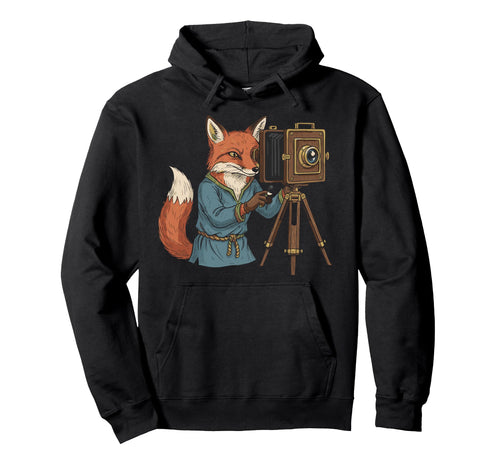 Photographer Fox Capturing Moments Analog Hoodie - Graphic Print Unisex - T-Shirt, Sweatshirt, Hoodie