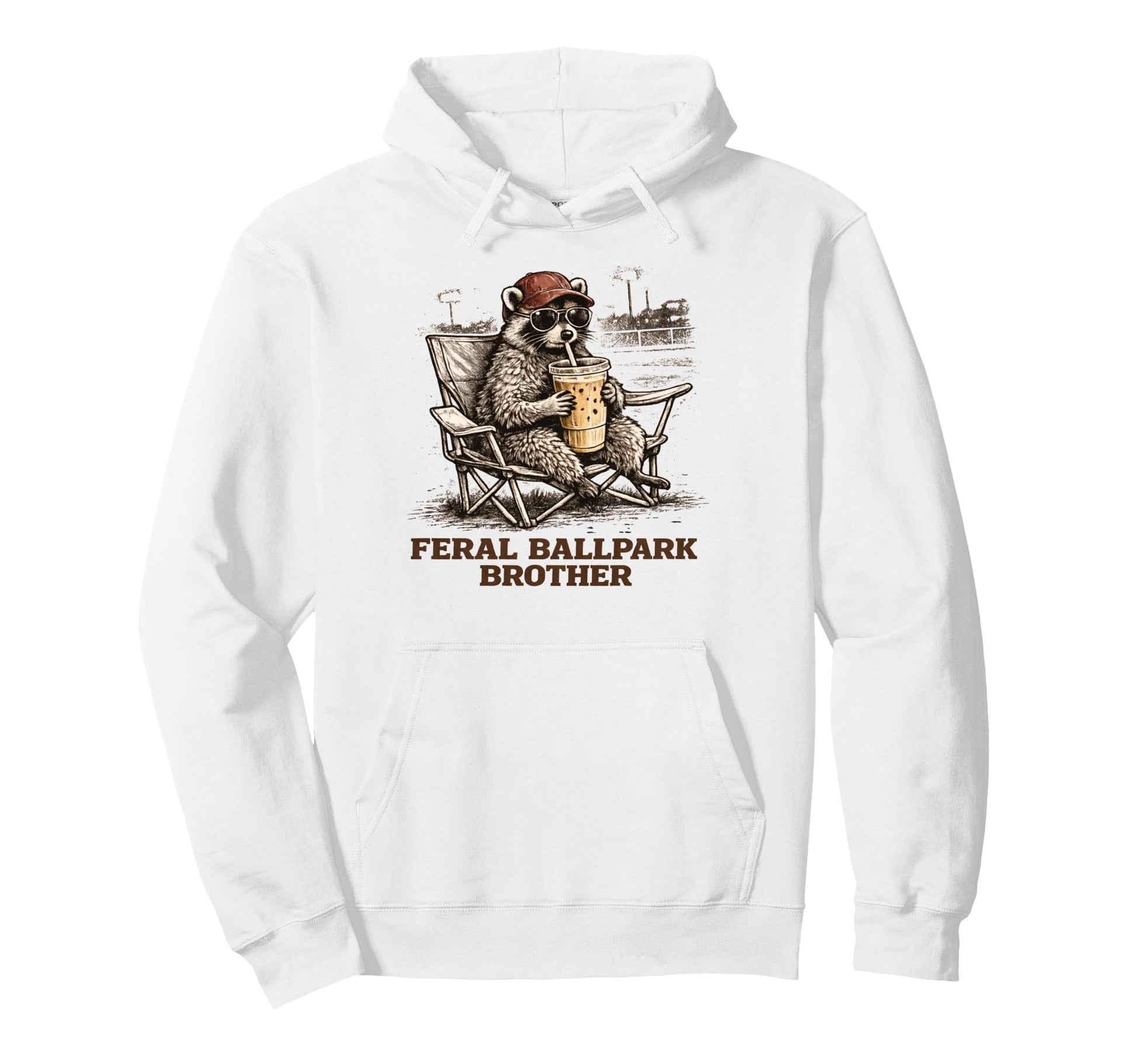 Raccoon And Scooter Feral Ballpark Hoodie - Novelty Apparel Men Women - T-Shirt, Sweatshirt, Hoodie