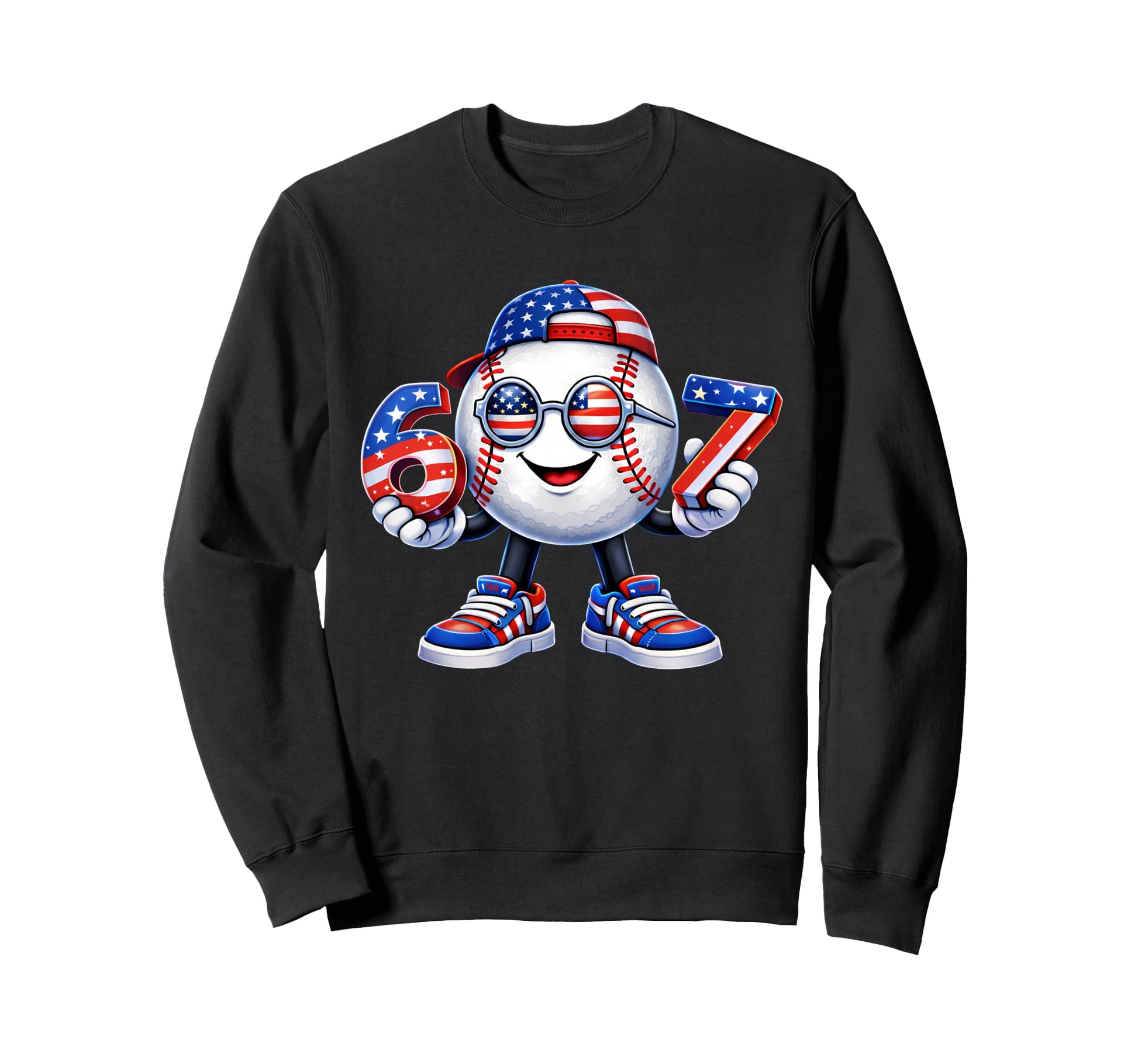 67 American Flag Bunny Drip Sweatshirt - Casual Everyday Wear for Adults - T-Shirt, Sweatshirt, Hoodie