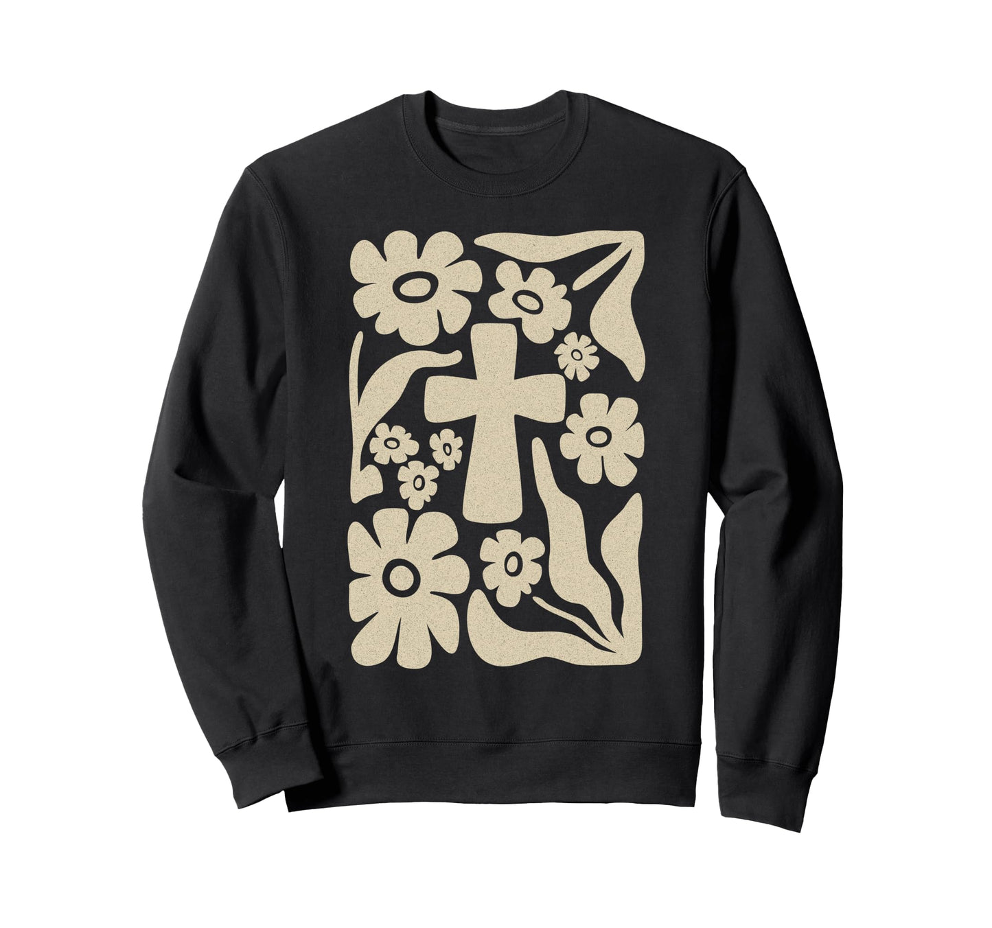 Boho Floral Cross Christian Faith Sweatshirt - Fun Novelty Design Men Women - T-Shirt, Sweatshirt, Hoodie