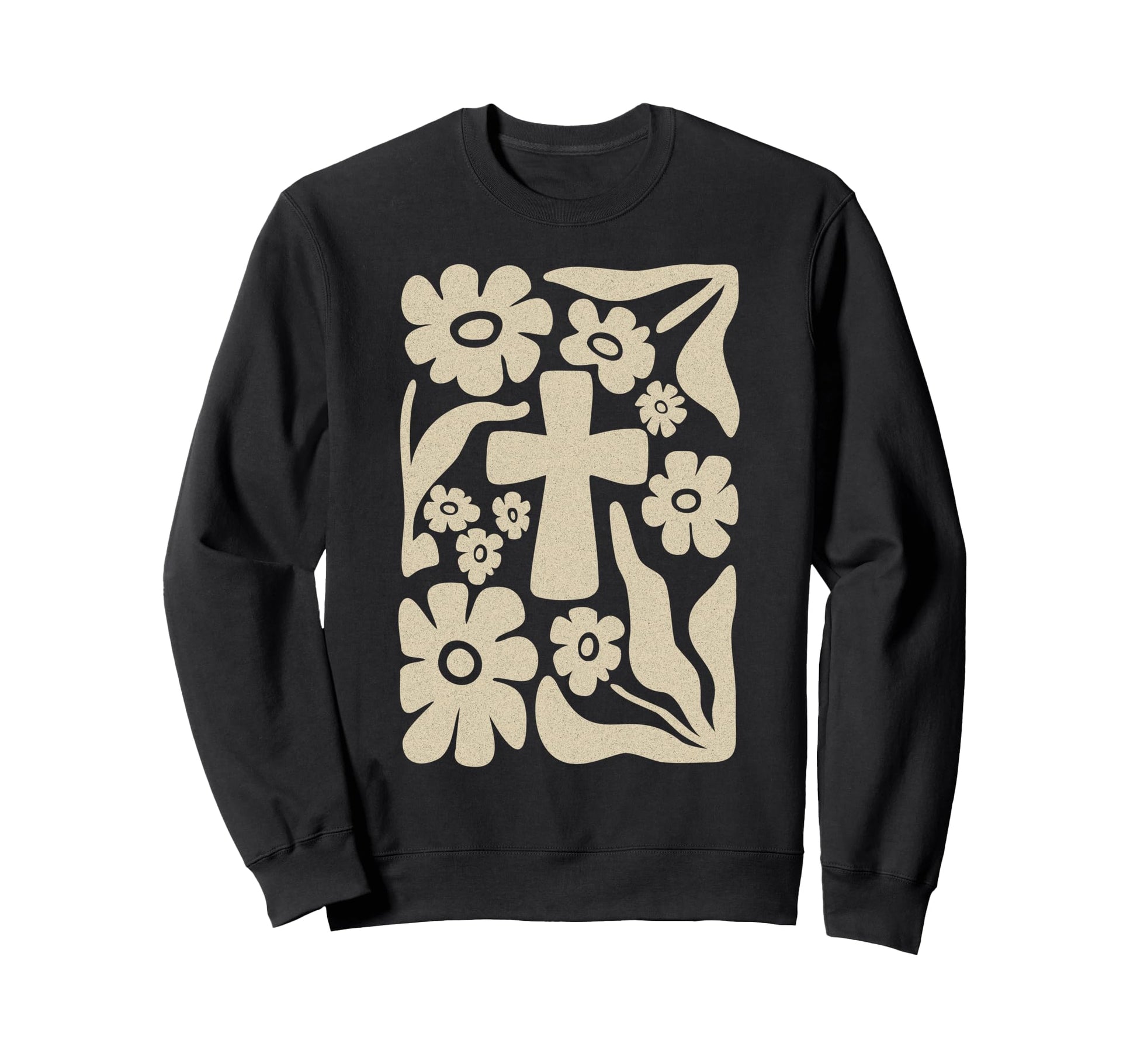 Boho Floral Cross Christian Faith Sweatshirt - Fun Novelty Design Men Women - T-Shirt, Sweatshirt, Hoodie