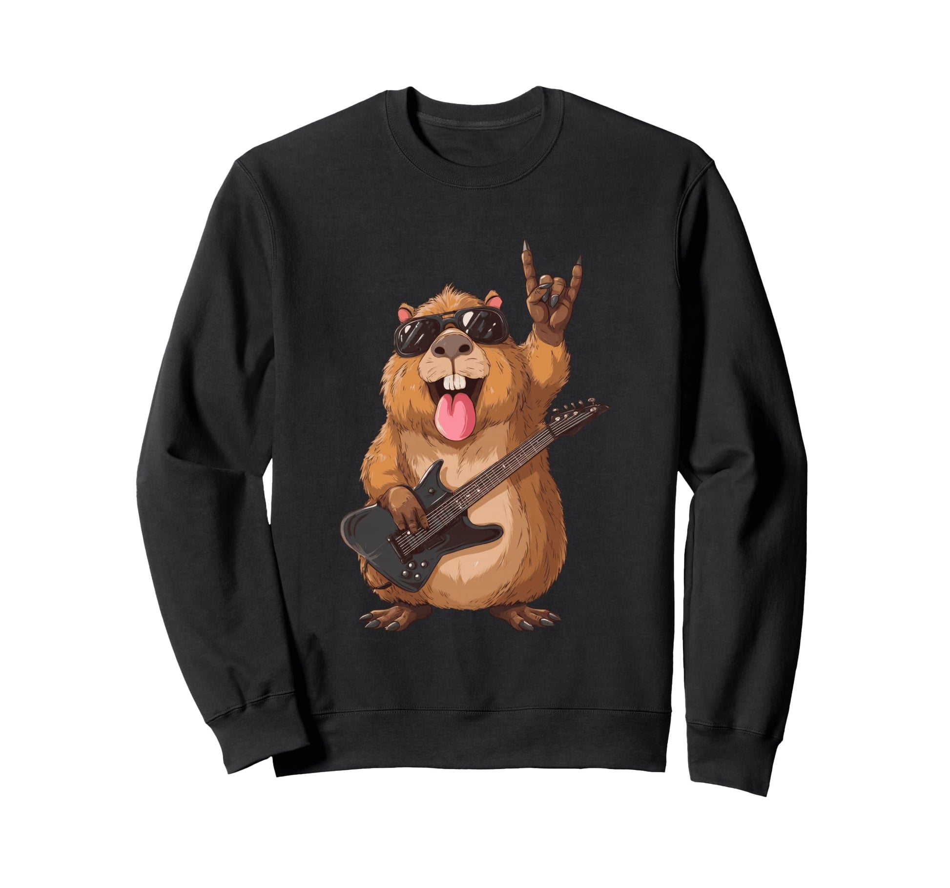 Funny Beaver Rock Music Guitarist Sweatshirt - Streetwear Style Men Women - T-Shirt, Sweatshirt, Hoodie