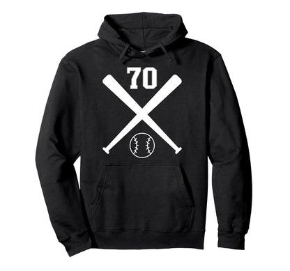 Baseball Softball Number 70 Hoodie - Trendy Graphic Men Women - T-Shirt, Sweatshirt, Hoodie