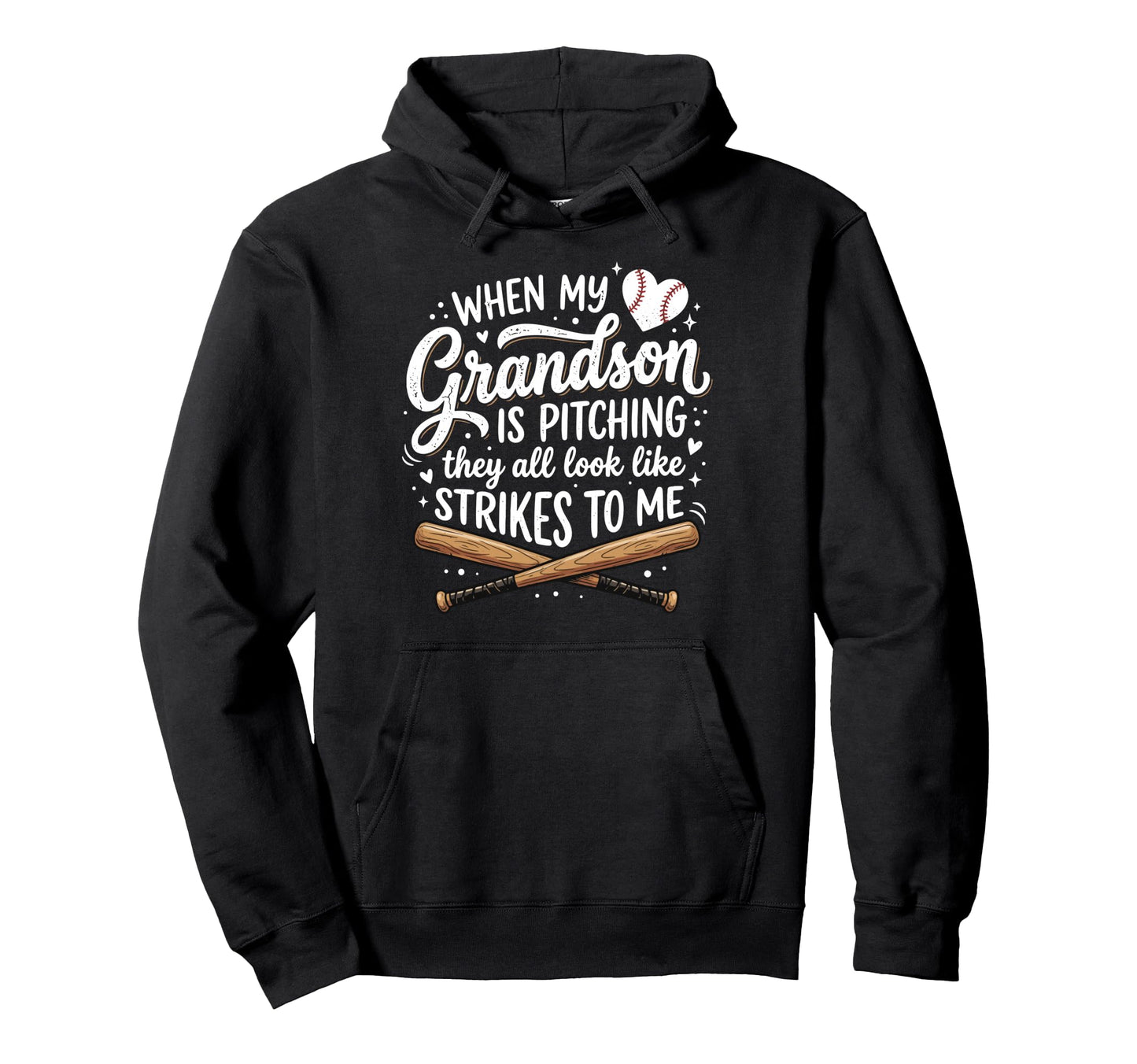 When My Grandson Is Pitching They All Hoodie - Custom Art Print for Adults - T-Shirt, Sweatshirt, Hoodie