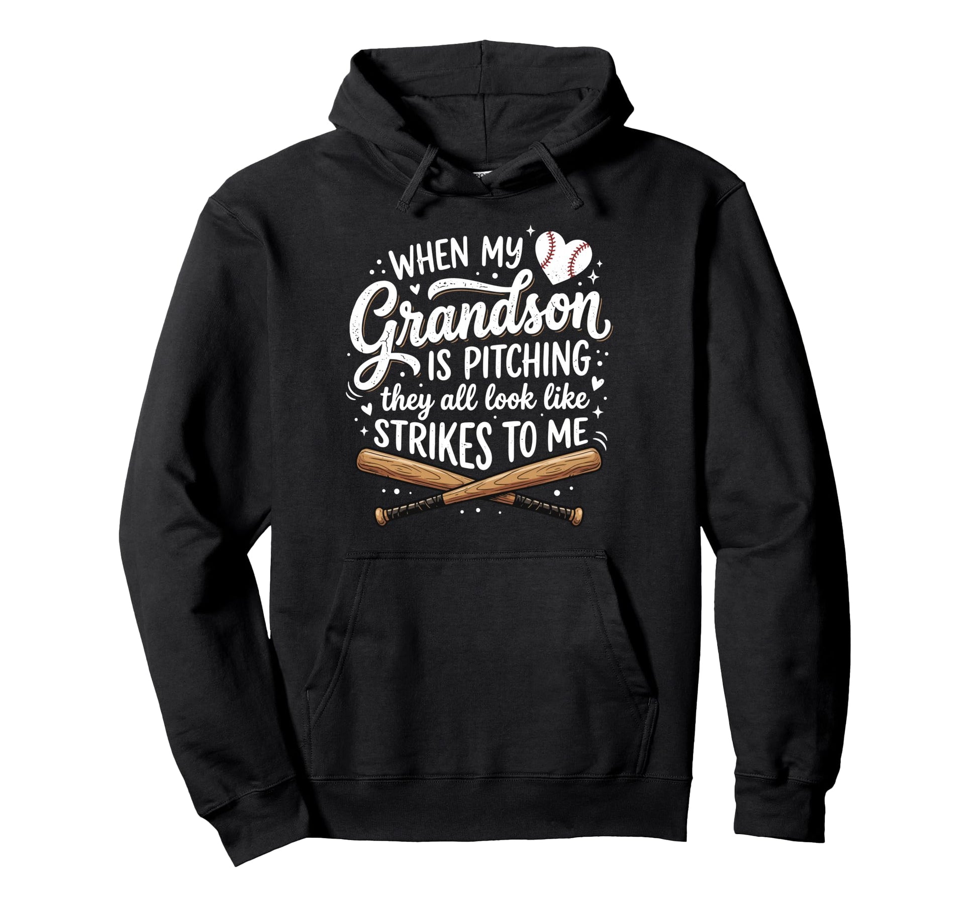 When My Grandson Is Pitching They All Hoodie - Custom Art Print for Adults - T-Shirt, Sweatshirt, Hoodie