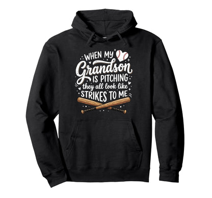 When My Grandson Is Pitching They All Hoodie - Custom Art Print for Adults - T-Shirt, Sweatshirt, Hoodie