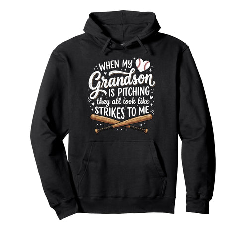 When My Grandson Is Pitching They All Hoodie - Custom Art Print for Adults - T-Shirt, Sweatshirt, Hoodie