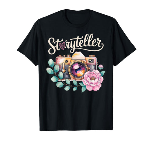 Photo Camera Flowers Storyteller T-Shirt - Casual Everyday Wear Men Women - T-Shirt, Sweatshirt, Hoodie