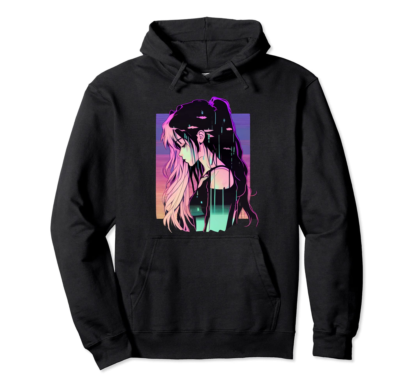 Japanese Vaporwave Sad Anime Indie Hoodie - Custom Art Print Men Women - T-Shirt, Sweatshirt, Hoodie