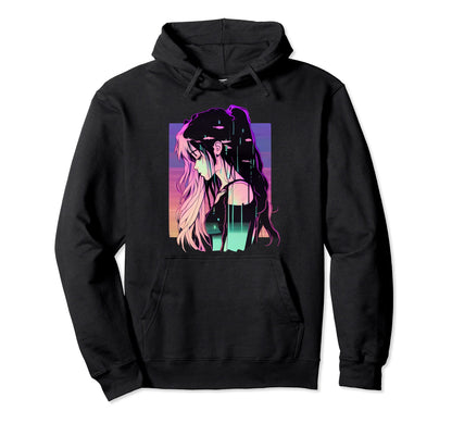 Japanese Vaporwave Sad Anime Indie Hoodie - Custom Art Print Men Women - T-Shirt, Sweatshirt, Hoodie