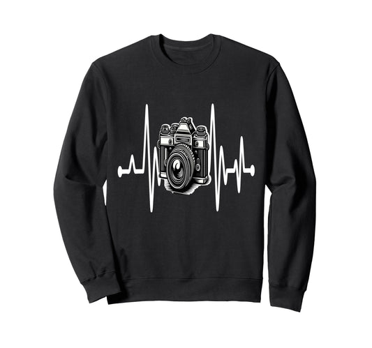 Womens Funny Camera Heartbeat Sweatshirt - Trendy Graphic Unisex - T-Shirt, Sweatshirt, Hoodie