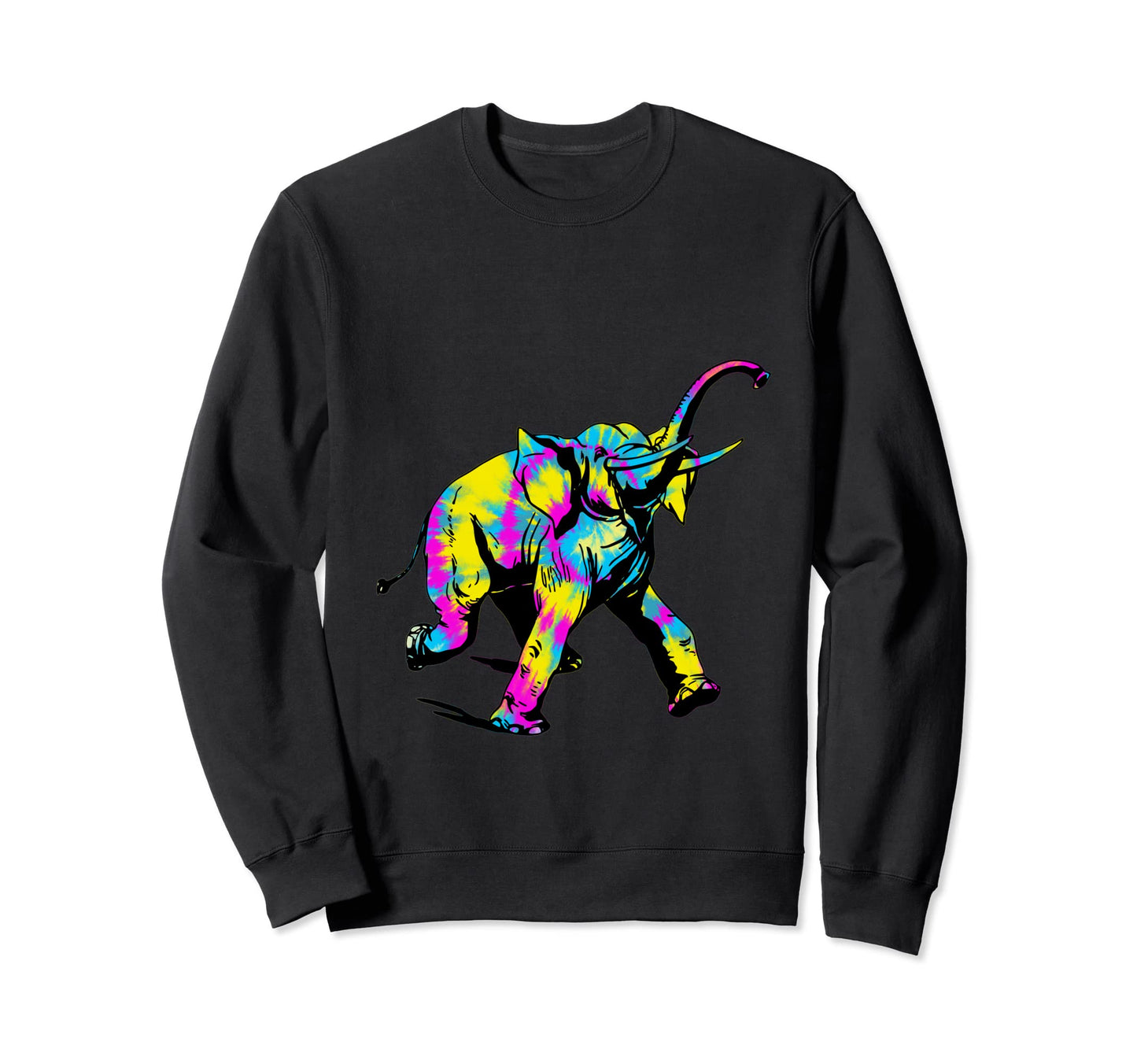 Elephant Tie Dye 60S 70S Rainbow Trippy Sweatshirt - Graphic Print Unisex - T-Shirt, Sweatshirt, Hoodie