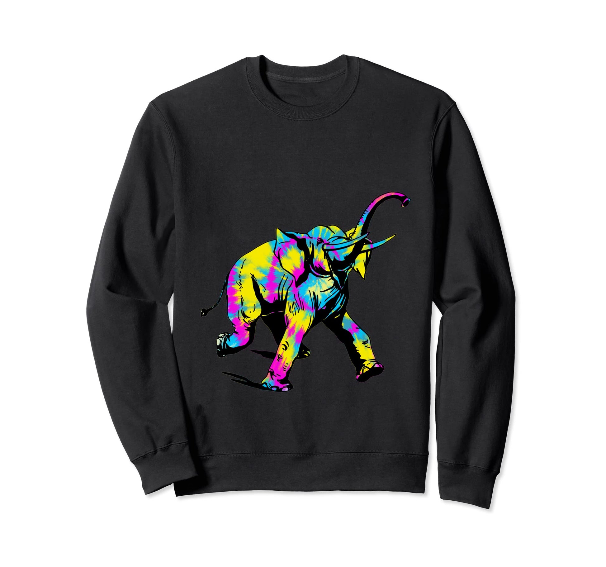 Elephant Tie Dye 60S 70S Rainbow Trippy Sweatshirt - Graphic Print Unisex - T-Shirt, Sweatshirt, Hoodie