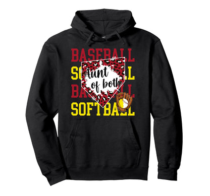 Aunt Both Proud Softball Baseball Aunt Hoodie - Unique Graphic for Adults - T-Shirt, Sweatshirt, Hoodie