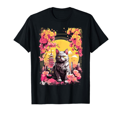 Anime Cat Japanese Vaporwave Aesthetic T-Shirt - Trendy Graphic for Adults - T-Shirt, Sweatshirt, Hoodie