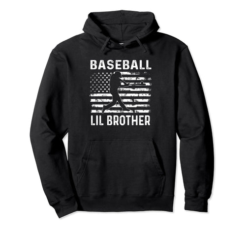 Baseball Lil Brother Usa Flag 4Th Hoodie - Aesthetic Graphic for Adults - T-Shirt, Sweatshirt, Hoodie