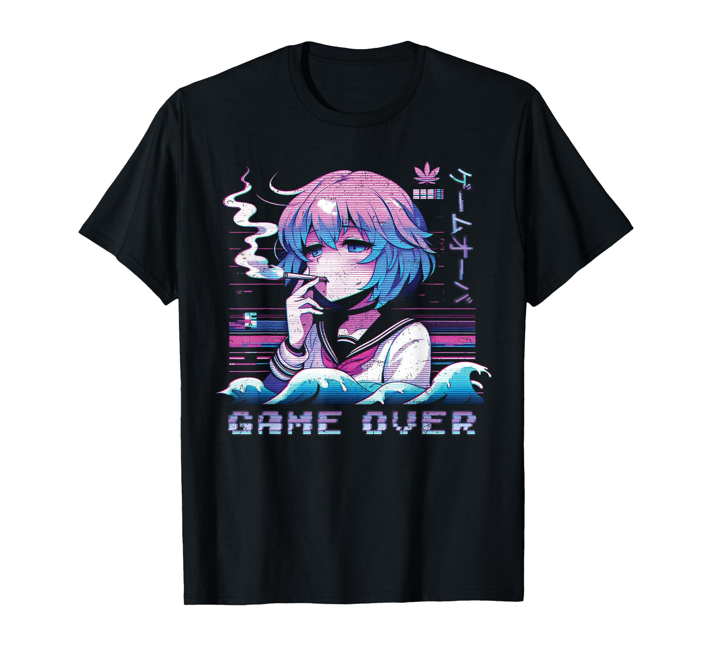 Game Over Anime Vaporwave Aesthetic T-Shirt - Custom Art Print for Adults - T-Shirt, Sweatshirt, Hoodie