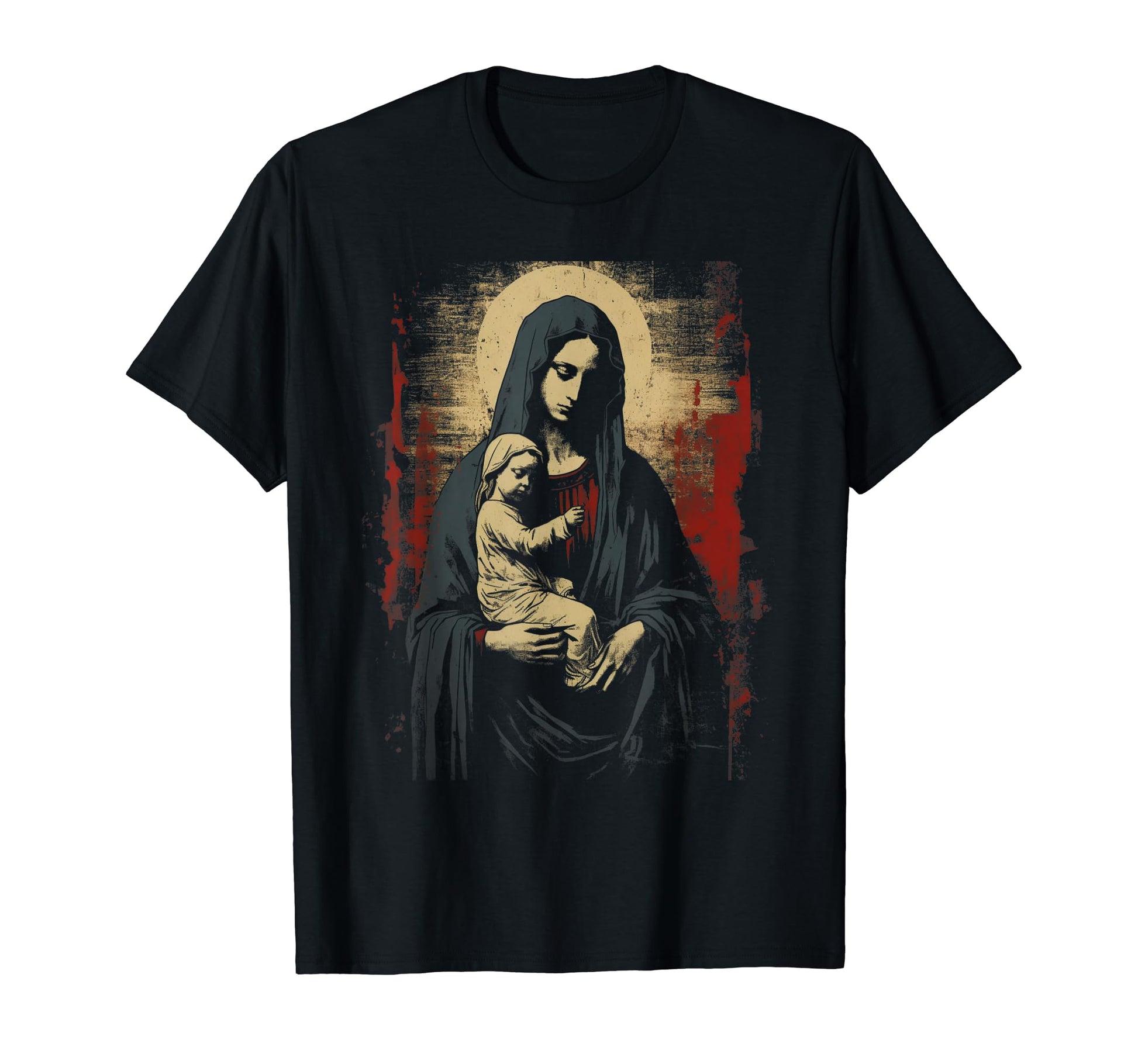Mary Jesus Distressed 90S Goth Grunge T-Shirt - Trendy Graphic Men Women - T-Shirt, Sweatshirt, Hoodie