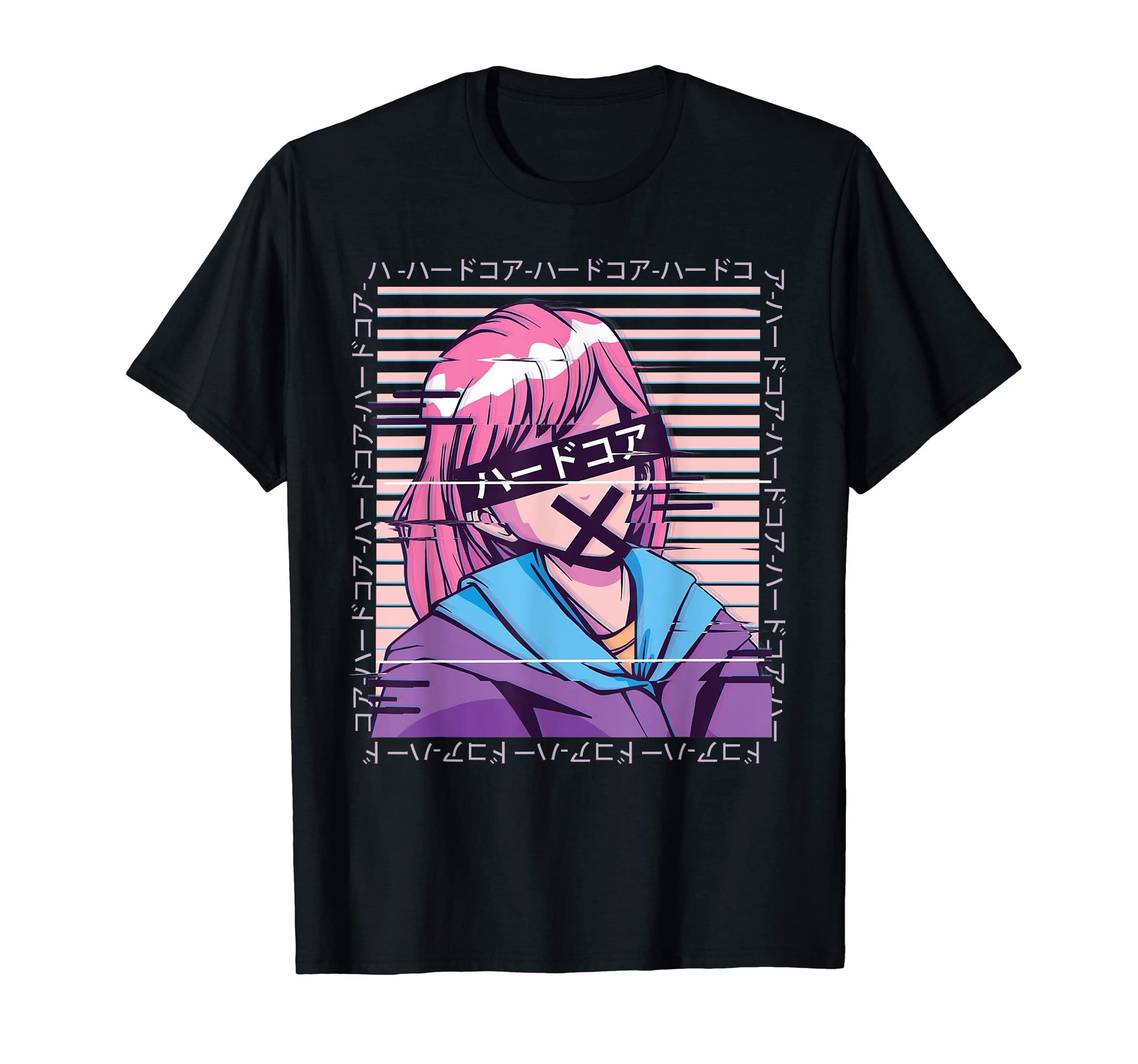 Aesthetic Anime Glitch Vaporwave T-Shirt - Unique Graphic for Adults - T-Shirt, Sweatshirt, Hoodie