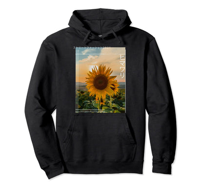 Japanese Floral Sunflower Streetwear Hoodie - Streetwear Style for Adults - T-Shirt, Sweatshirt, Hoodie